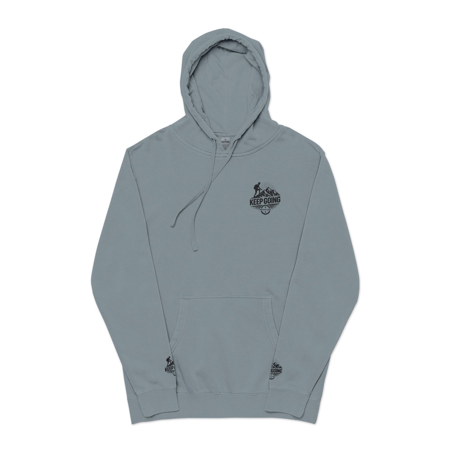 Keep Going Hoodie | Motivational Text Pigment-Dyed Hoodie