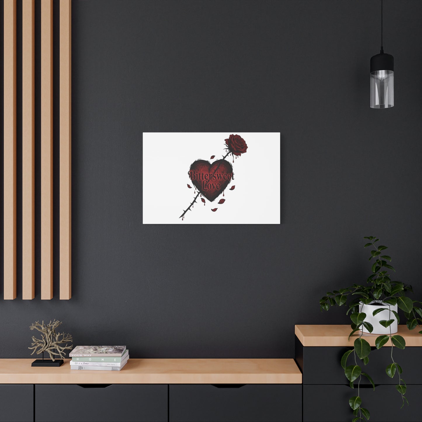 Bittersweet Love heart & thorn rose Canvas | Goth Valentine, Dark Romance Art Print