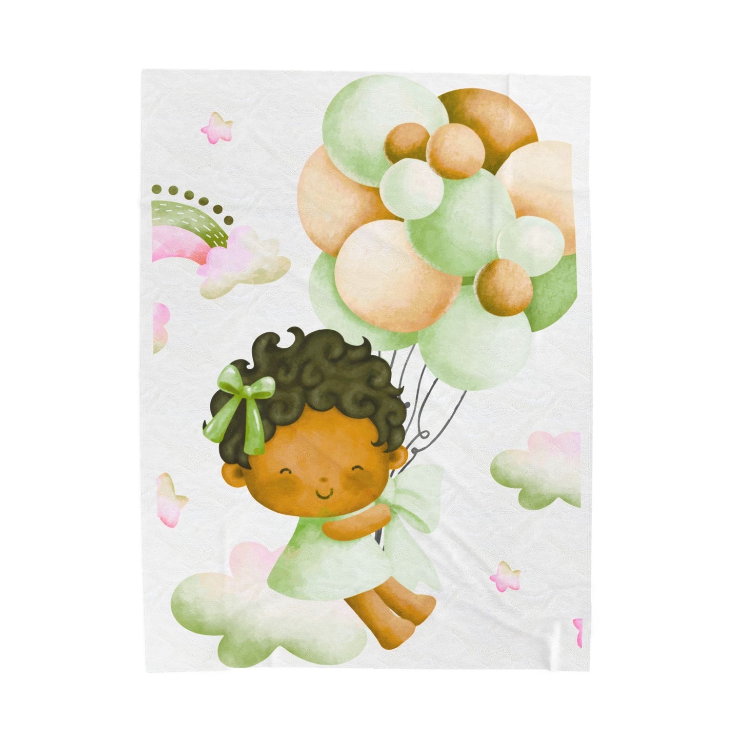 Baby Girl Balloon Velveteen Plush Blanket — Soft Nursery Throw for Newborns & Baby Showers