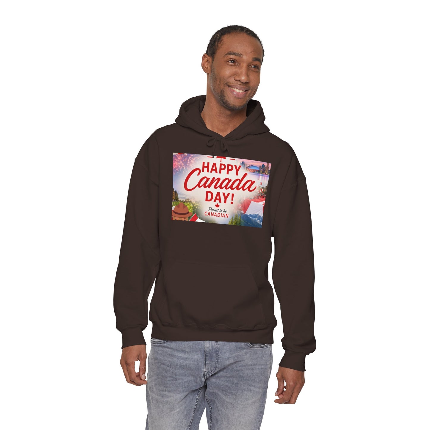Canada Day Hoodie — "Happy Canada Day! Proud Canadian" Celebration Sweatshirt