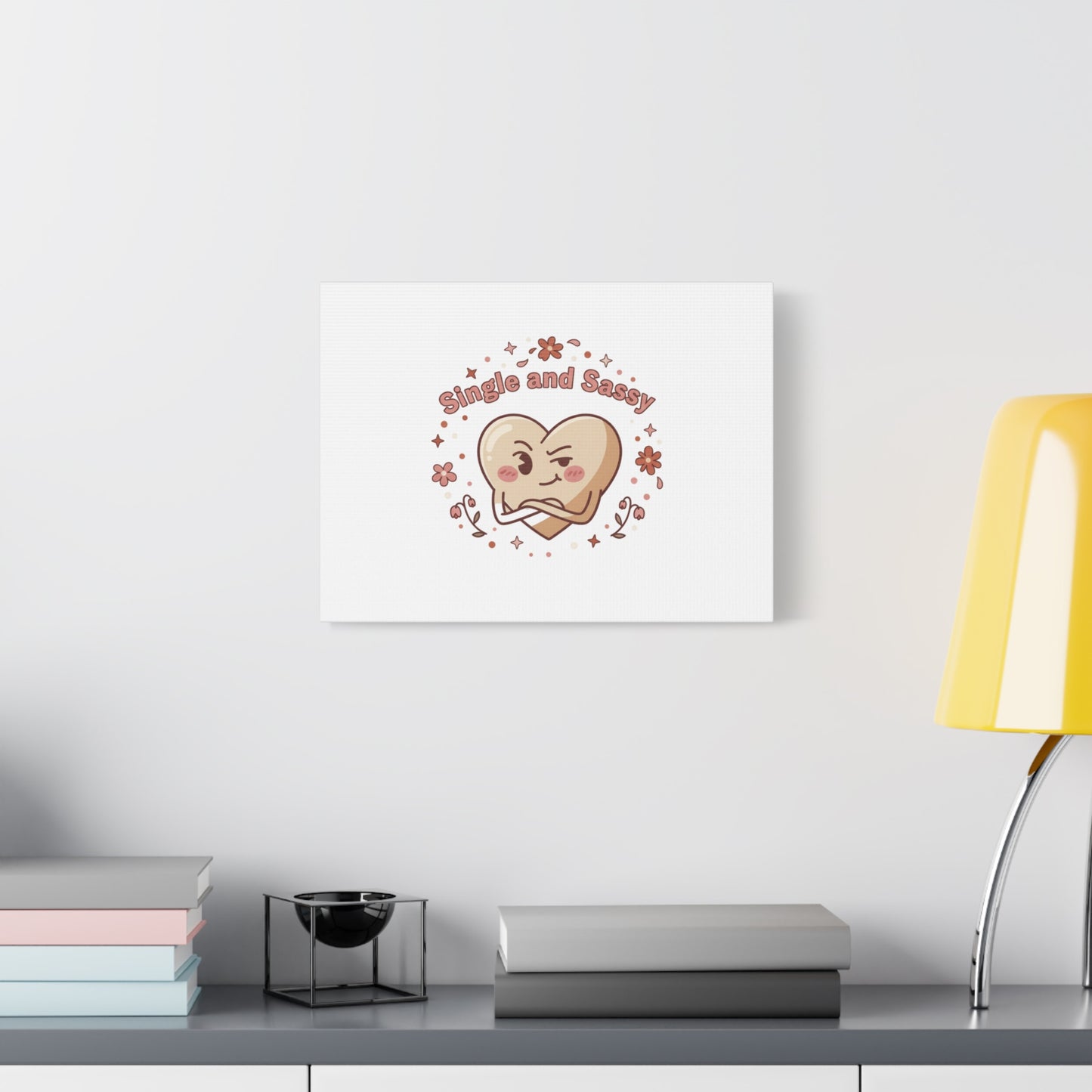 Single and Sassy Heart Canvas | Anti‑Valentine, Pastel Cynic Wall Art