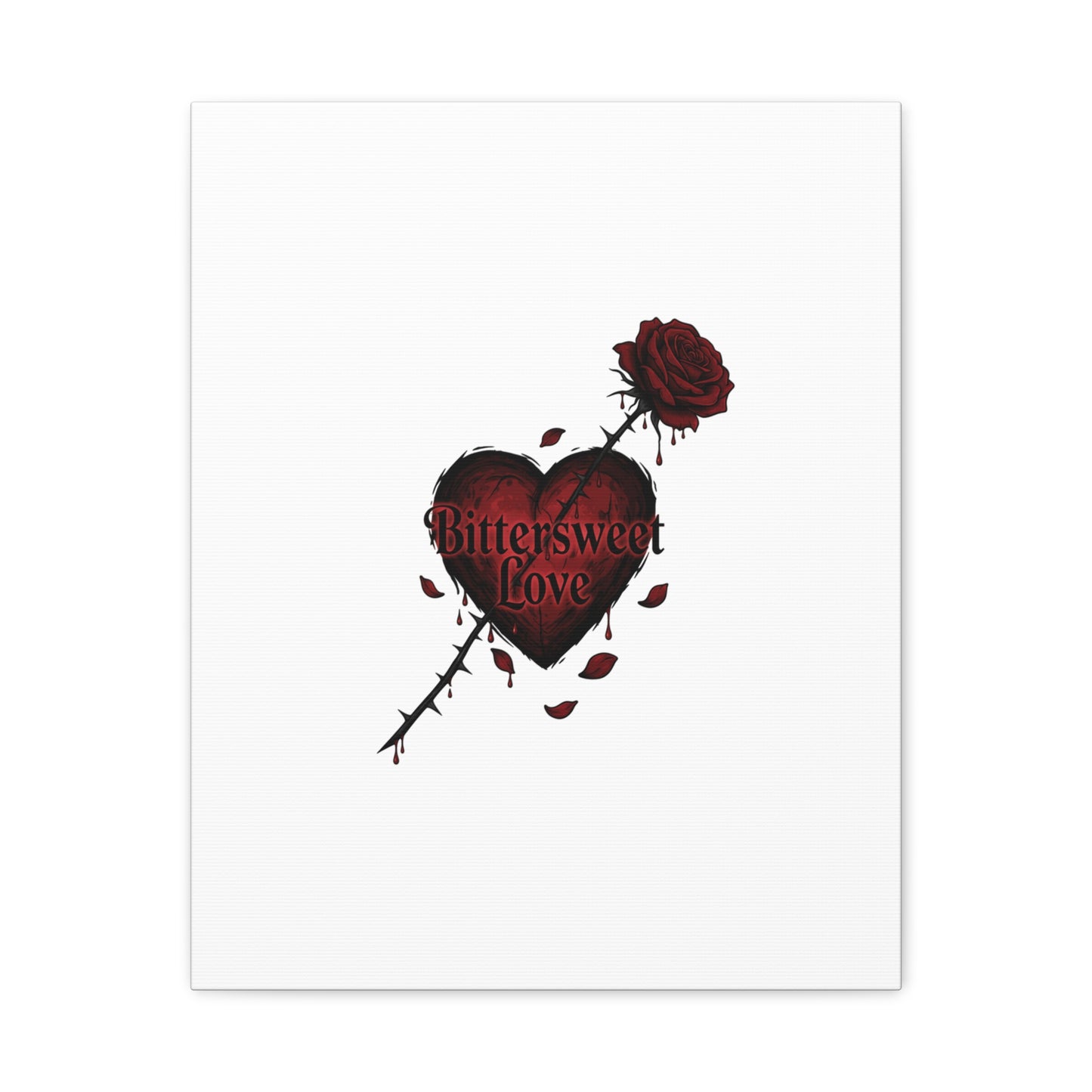 Bittersweet Love heart & thorn rose Canvas | Goth Valentine, Dark Romance Art Print