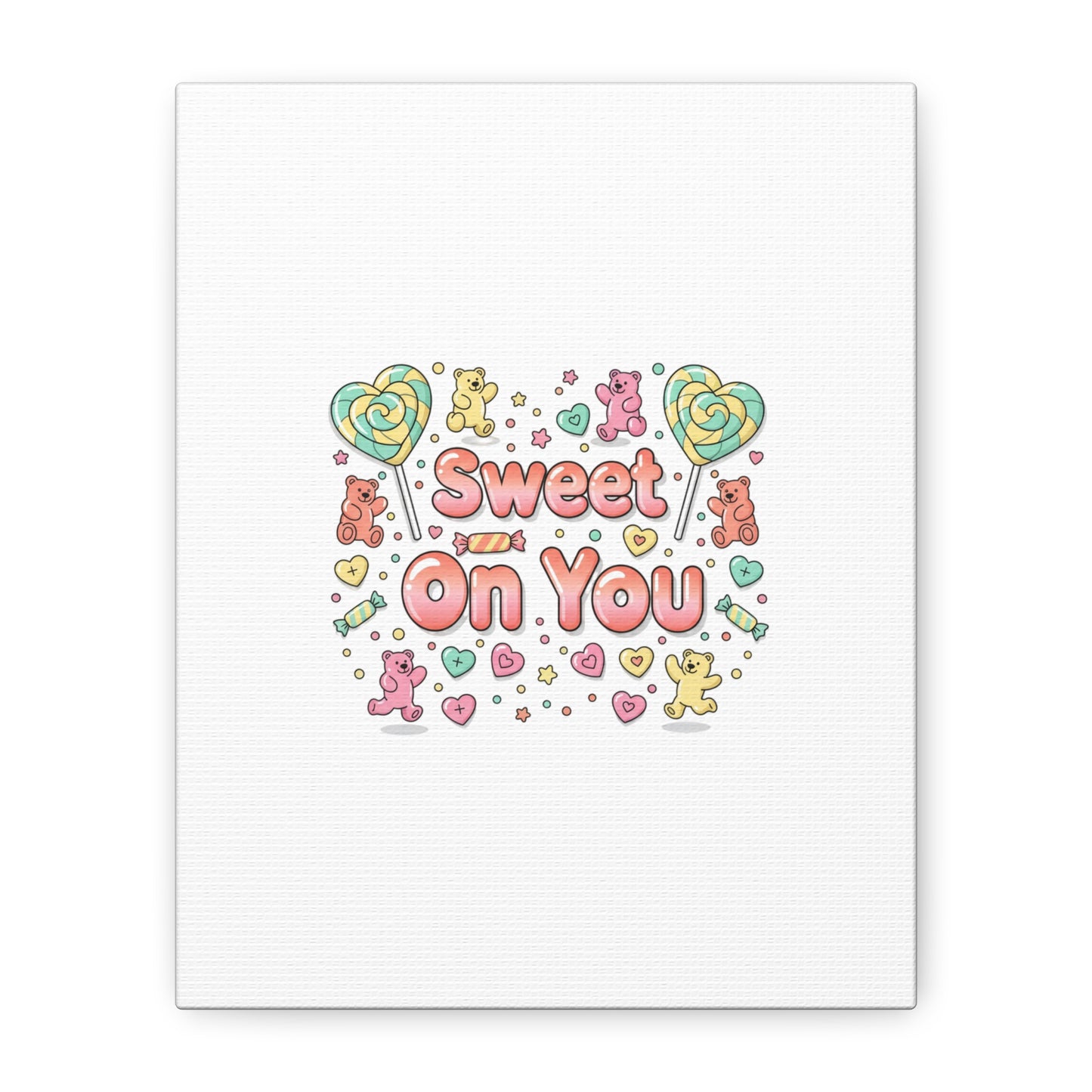 Sweet On You Canvas | Valentine Candycore heart candy pattern, pastel snackcore art