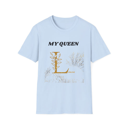 GOLD FLORAL Initial "My Queen" T-Shirt — Custom Large First Initial & Name