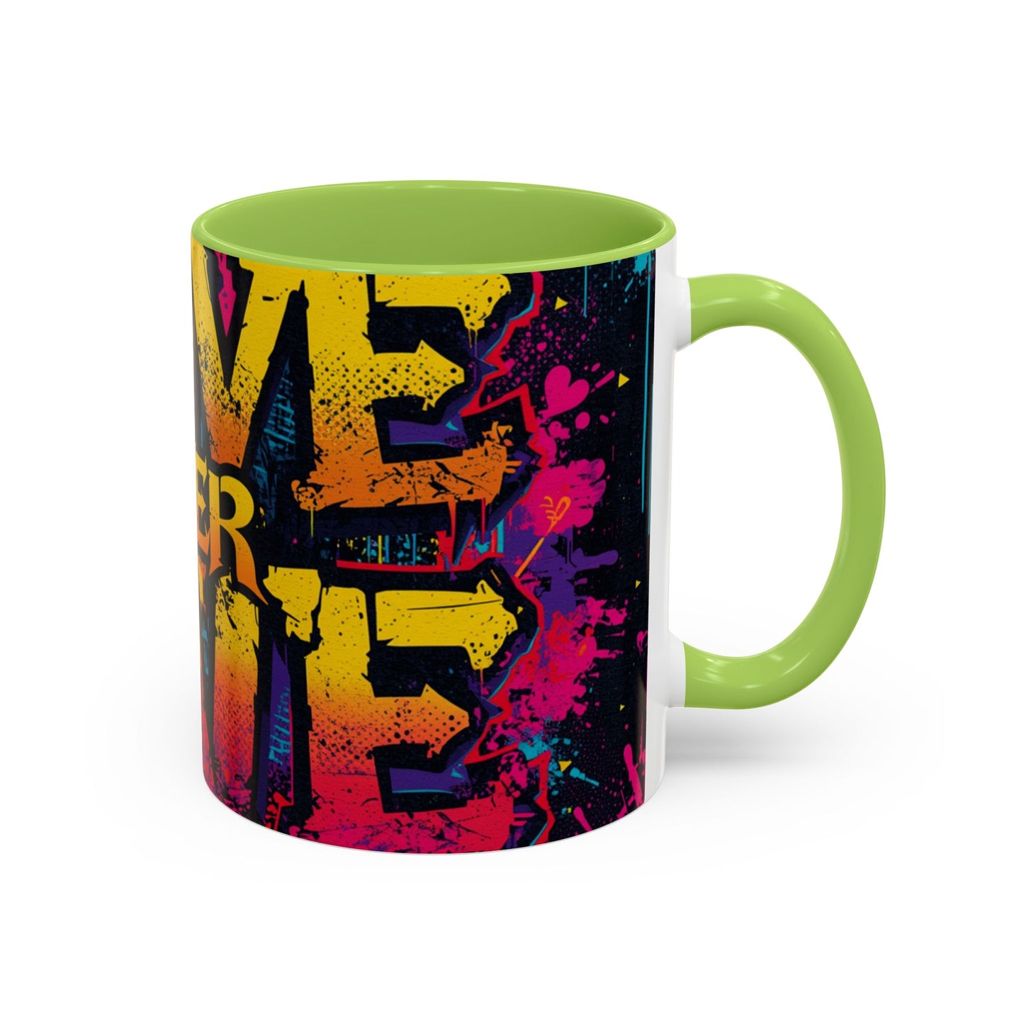 Love Over Hate Accent Coffee Mug — 11/15 oz Inspirational Ceramic Mug