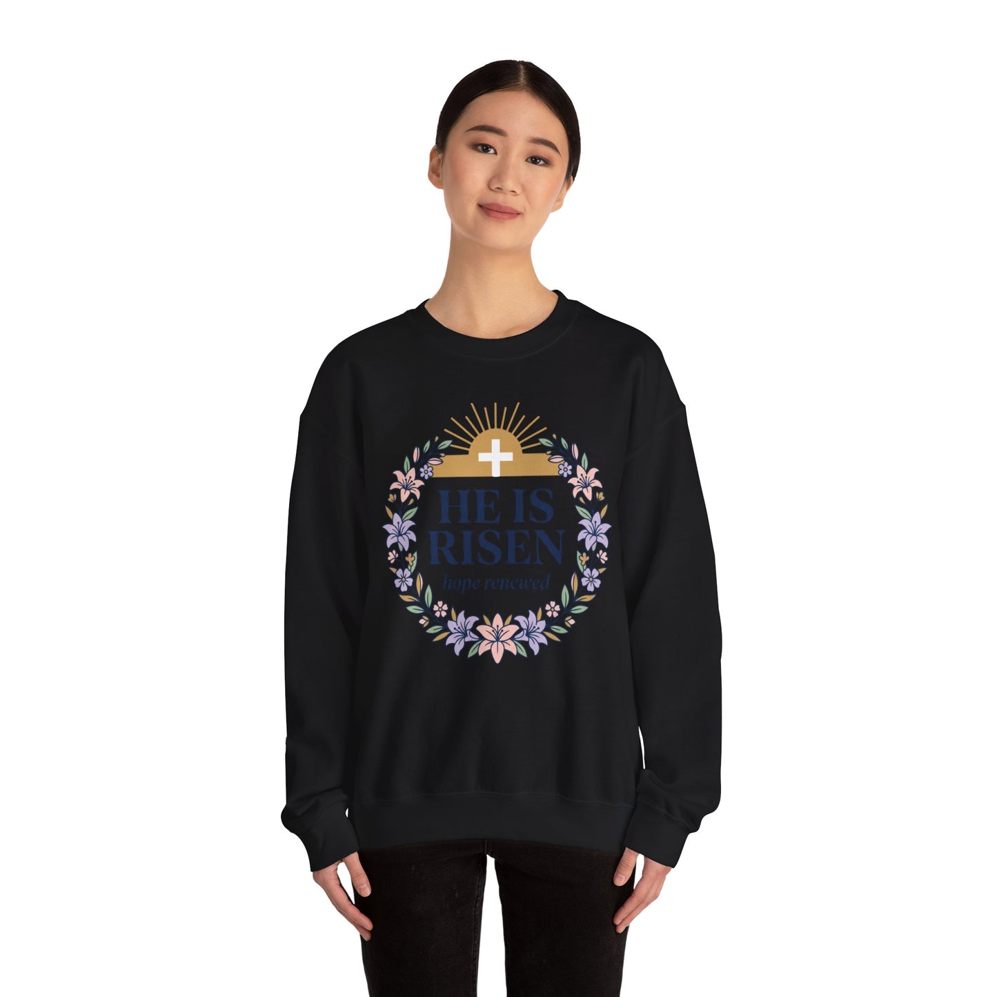 He Is Risen wreath sweatshirt | Christian Easter sweatshirt, resurrection shirt