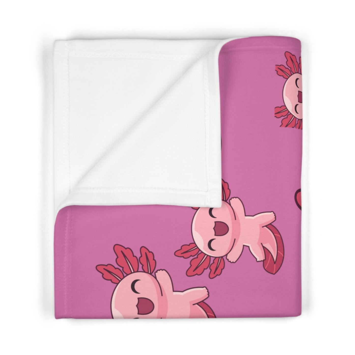 Pink Axolotl Pattern Baby Blanket | Cute Amphibian Nursery Throw