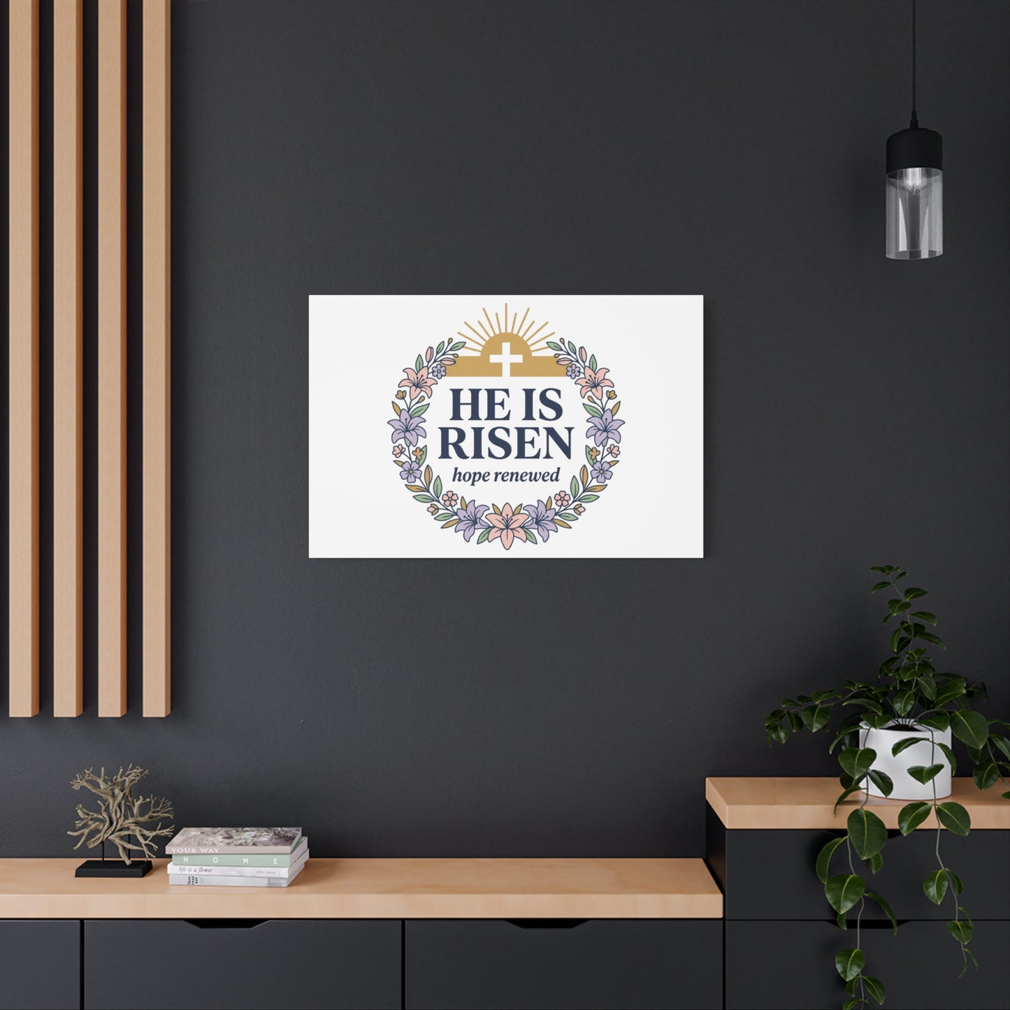 He Is Risen Canvas | Christian Easter Wall Art, Resurrection Scripture