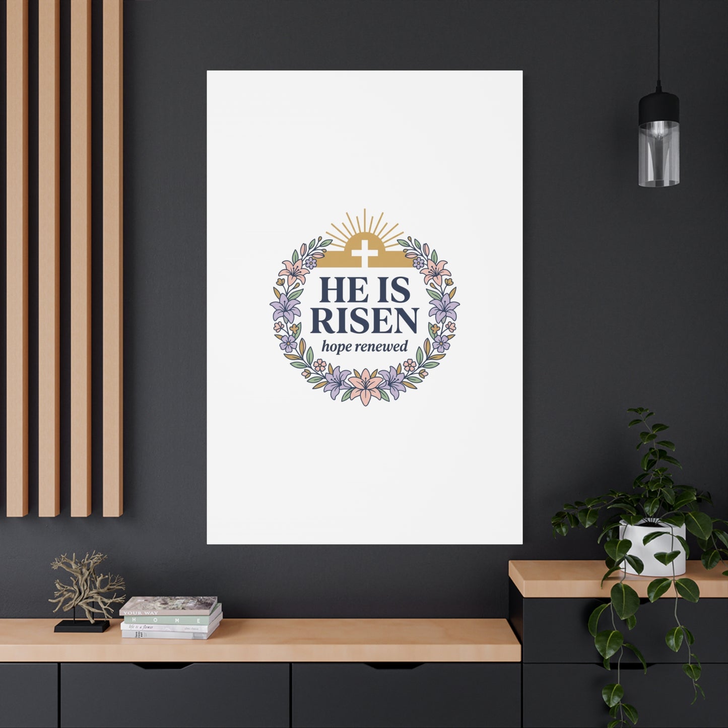 He Is Risen Canvas | Christian Easter Wall Art, Resurrection Scripture