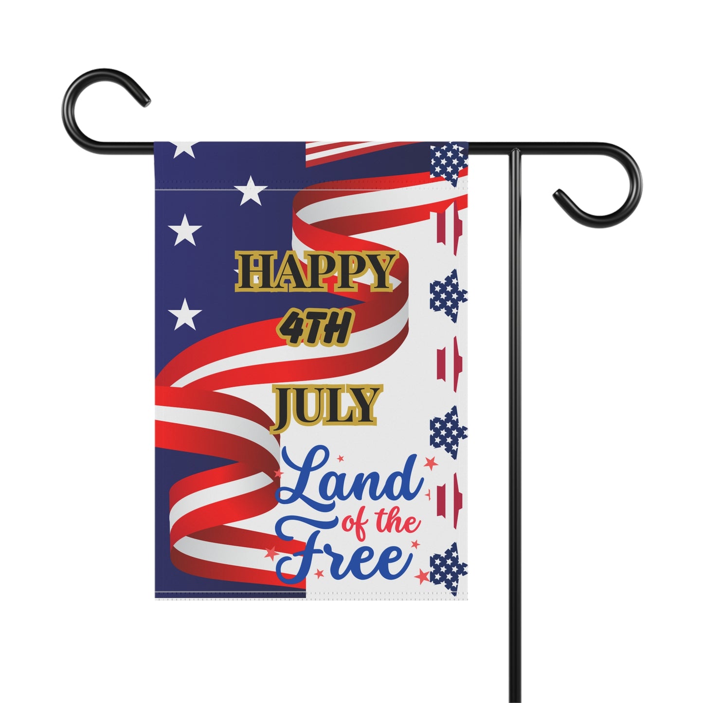 Happy 4th July Land of the Free Garden Banner | Patriotic House Flag