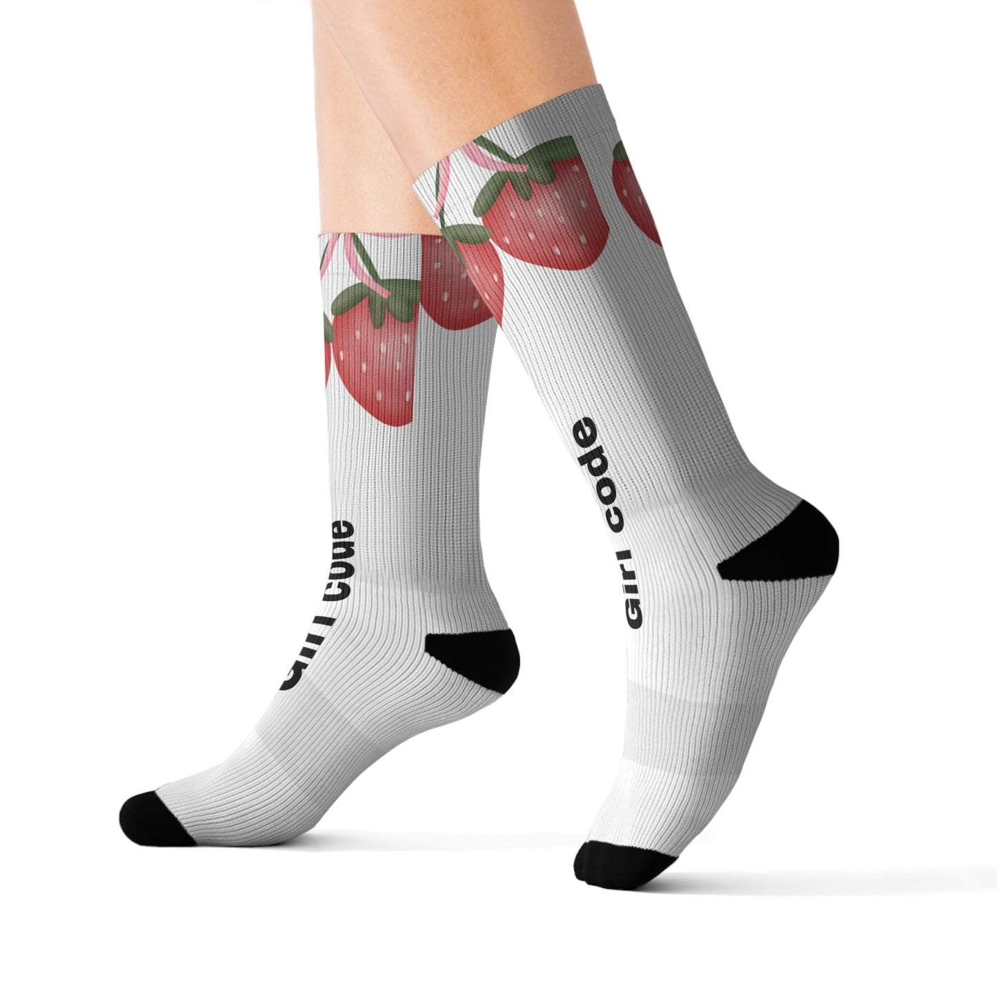 Girl Code Strawberry Crew Socks | Sublimation Socks
