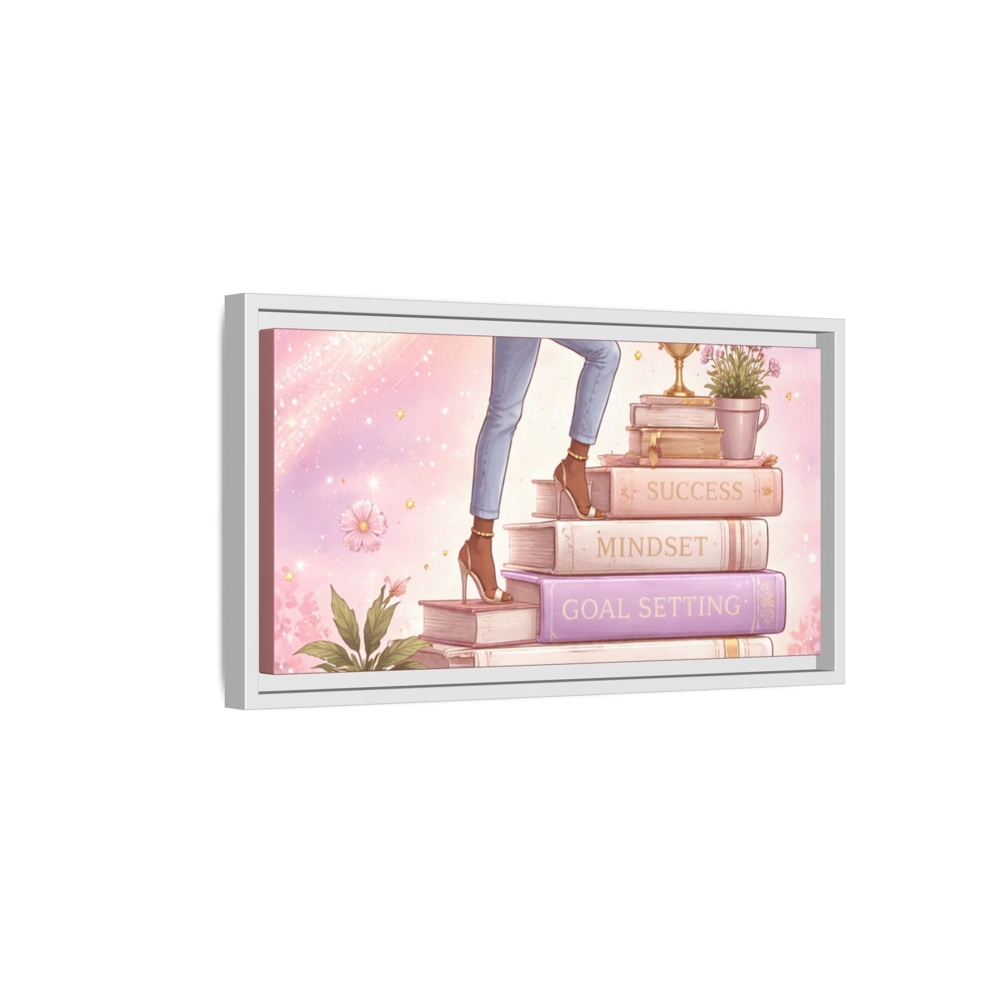 Dream Big Wall Art — Motivational Stacked Books Framed Canvas