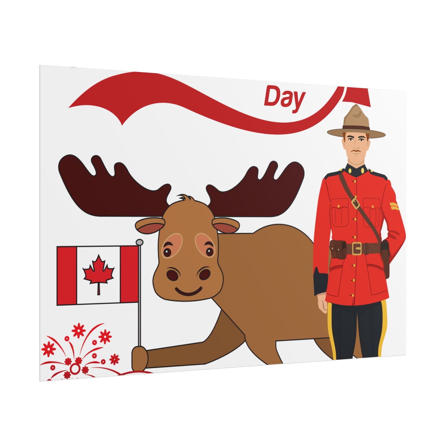 Canada Day Poster - Happy Canada Day Moose & Mountie Rolled Poster