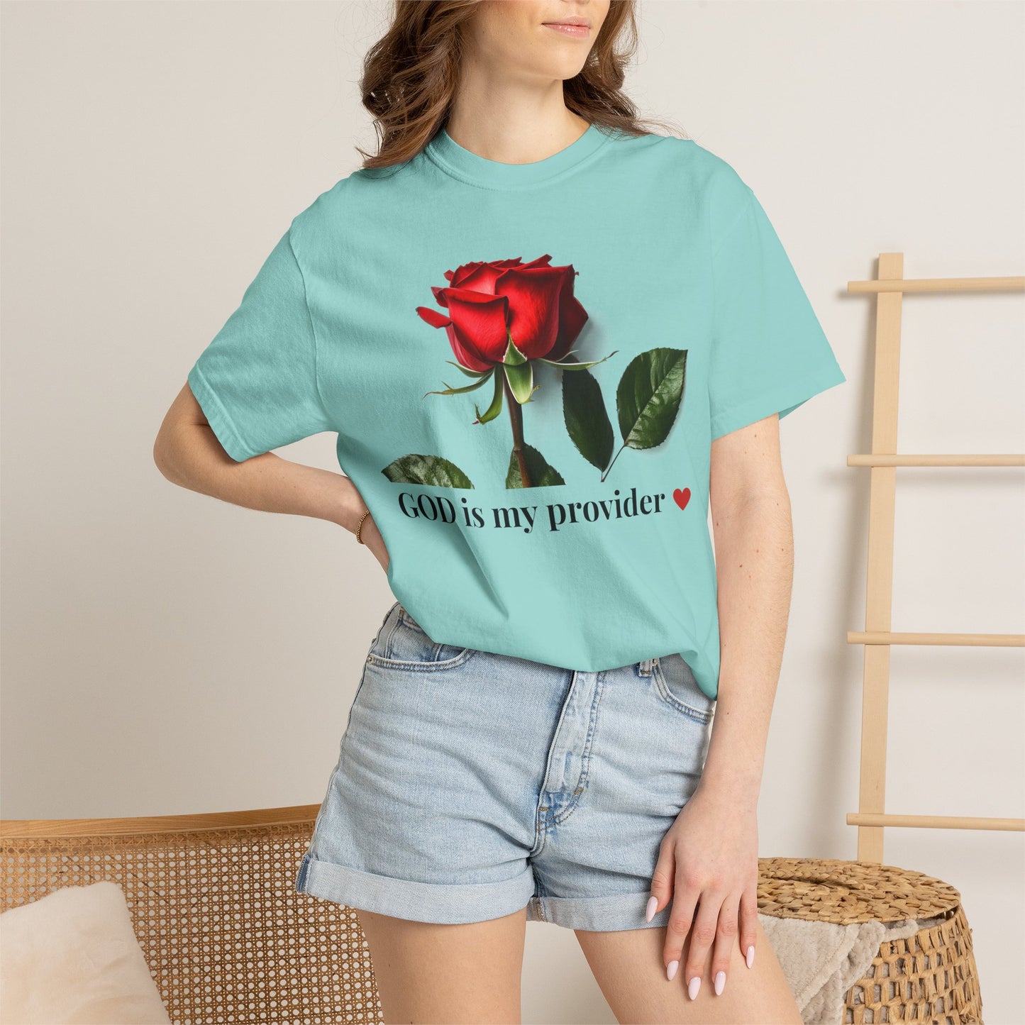 Red Rose "GOD is my provider" T-Shirt | Faith Floral Tee