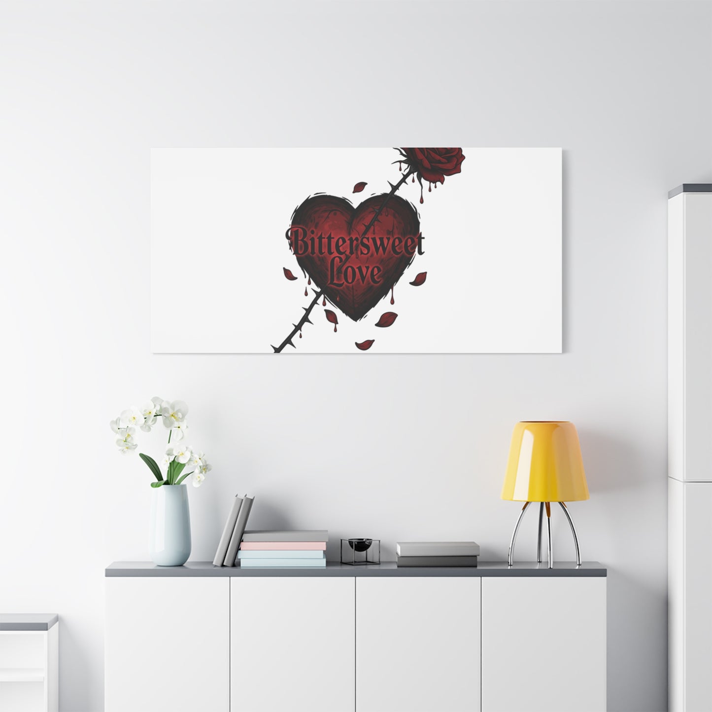 Bittersweet Love heart & thorn rose Canvas | Goth Valentine, Dark Romance Art Print