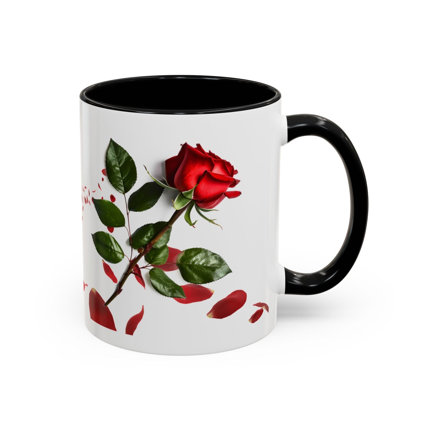 Red Rose Petals Accent Coffee Mug | 11oz 15oz