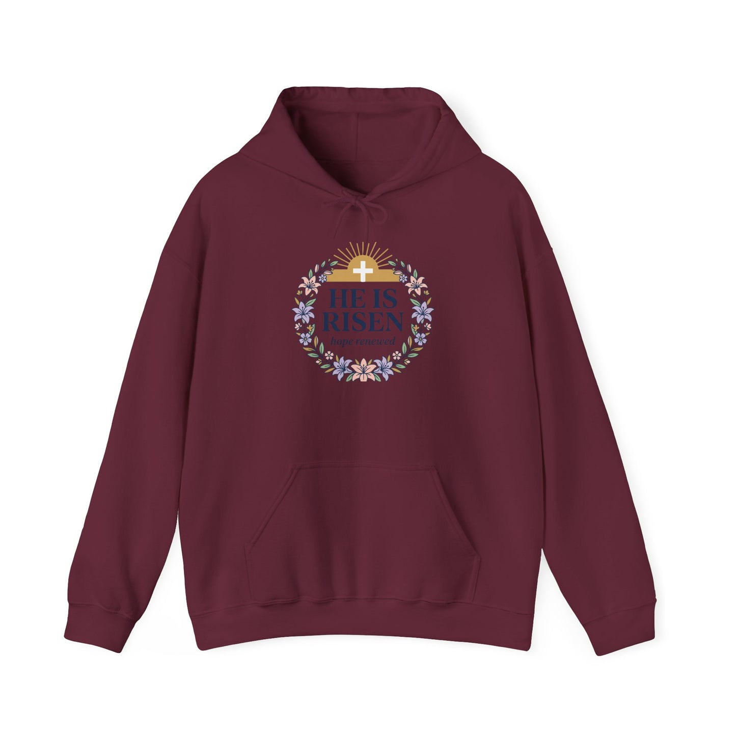 He Is Risen wreath hoodie | Christian Easter sweatshirt, resurrection apparel