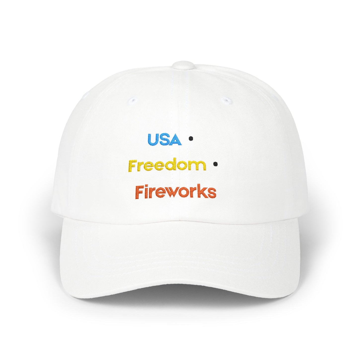 USA Freedom Fireworks Classic Dad Cap | Patriotic Embroidered Hat