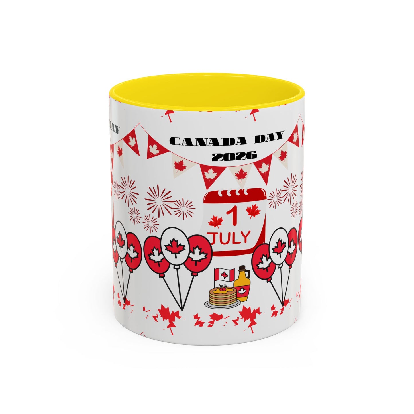 Canada Day Coffee Mug - 1 July 2026 Red Maple Balloon Accent Mug