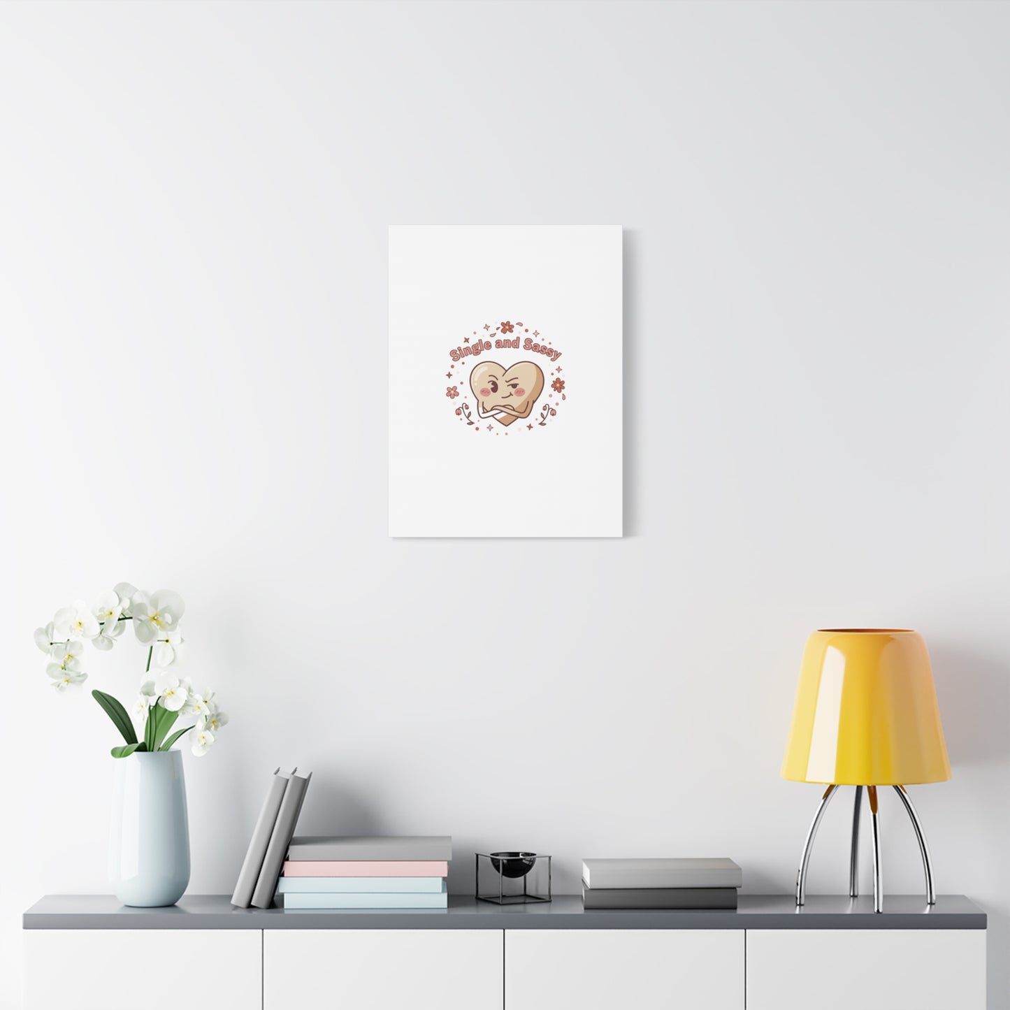 Single and Sassy Heart Canvas | Anti‑Valentine, Pastel Cynic Wall Art
