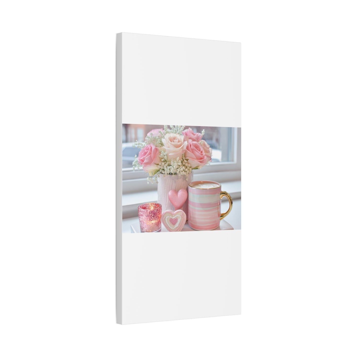 Pink Rose Bouquet with Mug Canvas