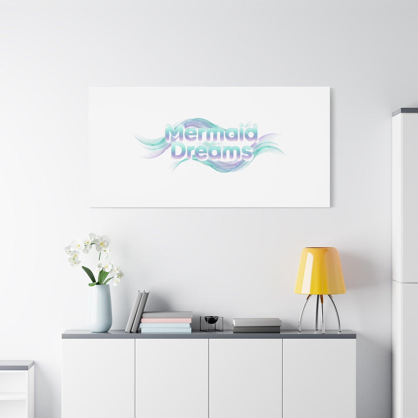 Mermaid Dreams Matte Canvas | iridescent text, pearly word accent