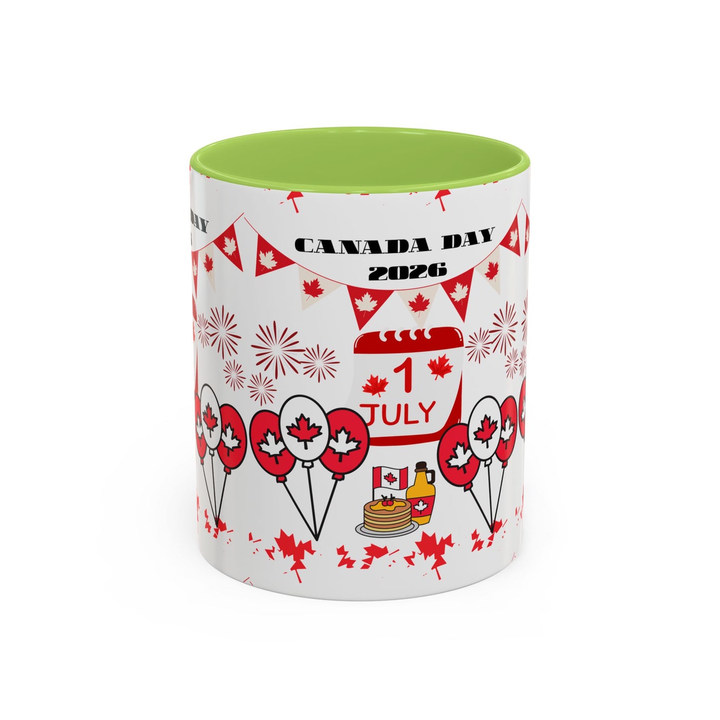 Canada Day Coffee Mug - 1 July 2026 Red Maple Balloon Accent Mug