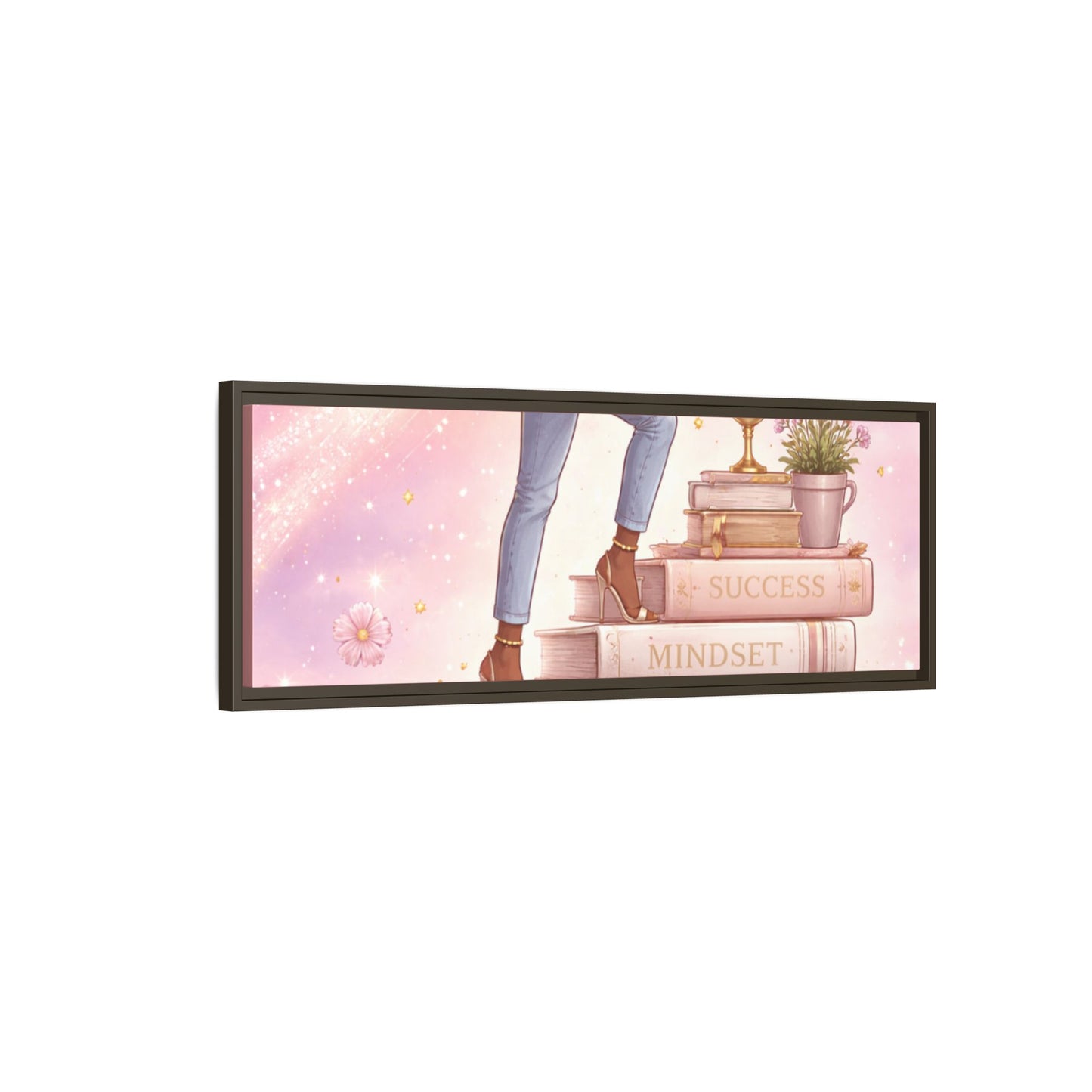 Dream Big Wall Art — Motivational Stacked Books Framed Canvas