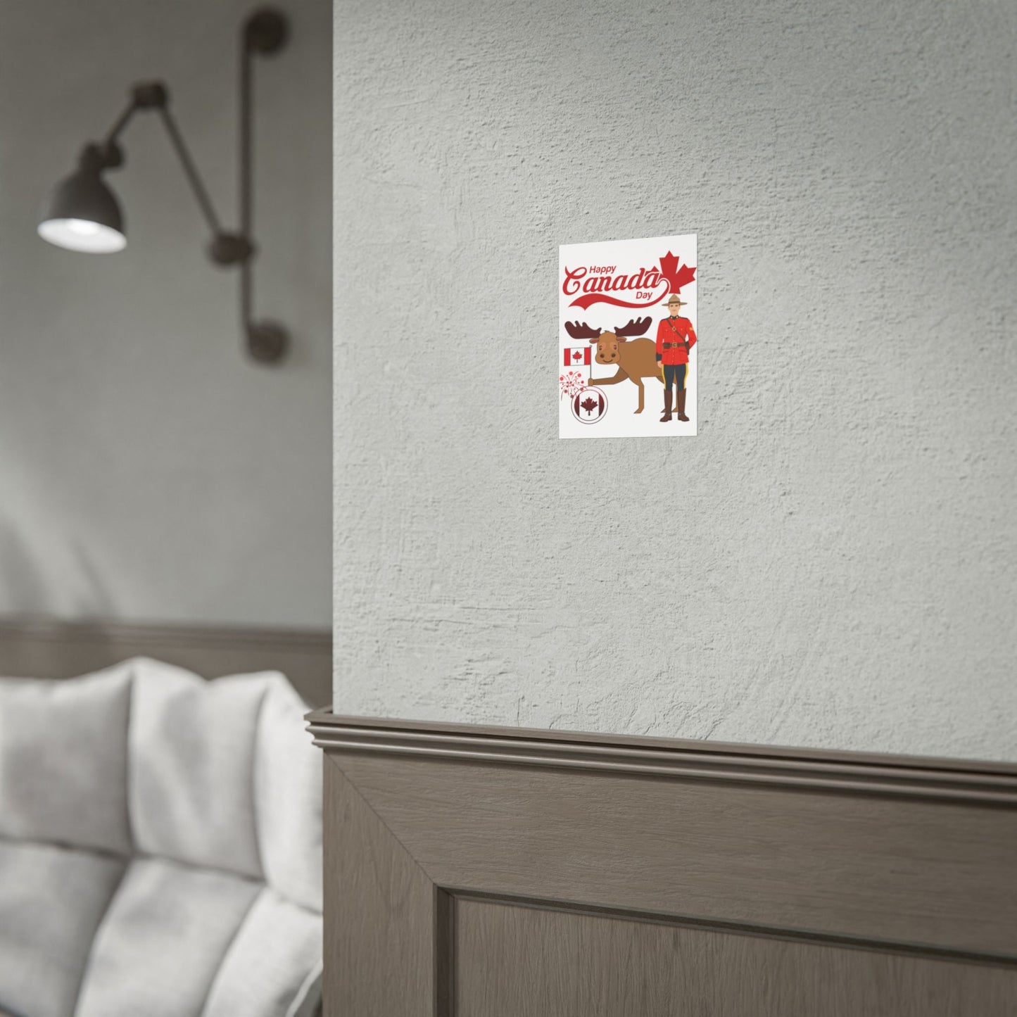 Canada Day Poster - Happy Canada Day Moose & Mountie Rolled Poster