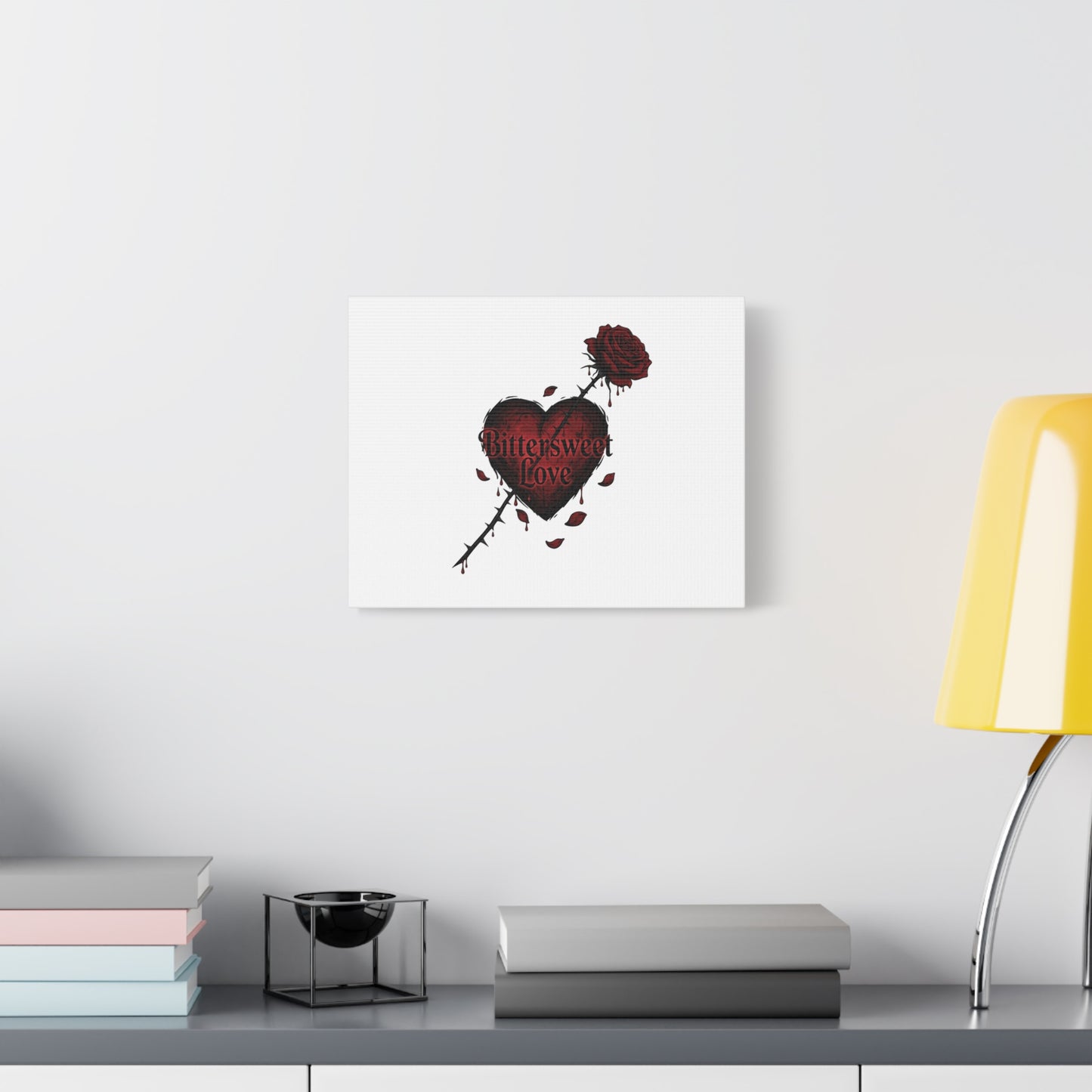 Bittersweet Love heart & thorn rose Canvas | Goth Valentine, Dark Romance Art Print