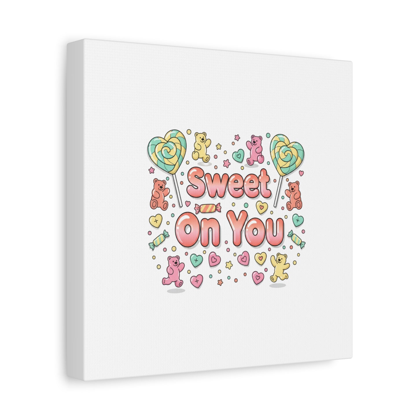 Sweet On You Canvas | Valentine Candycore heart candy pattern, pastel snackcore art