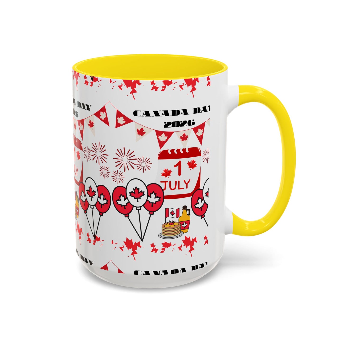Canada Day Coffee Mug - 1 July 2026 Red Maple Balloon Accent Mug