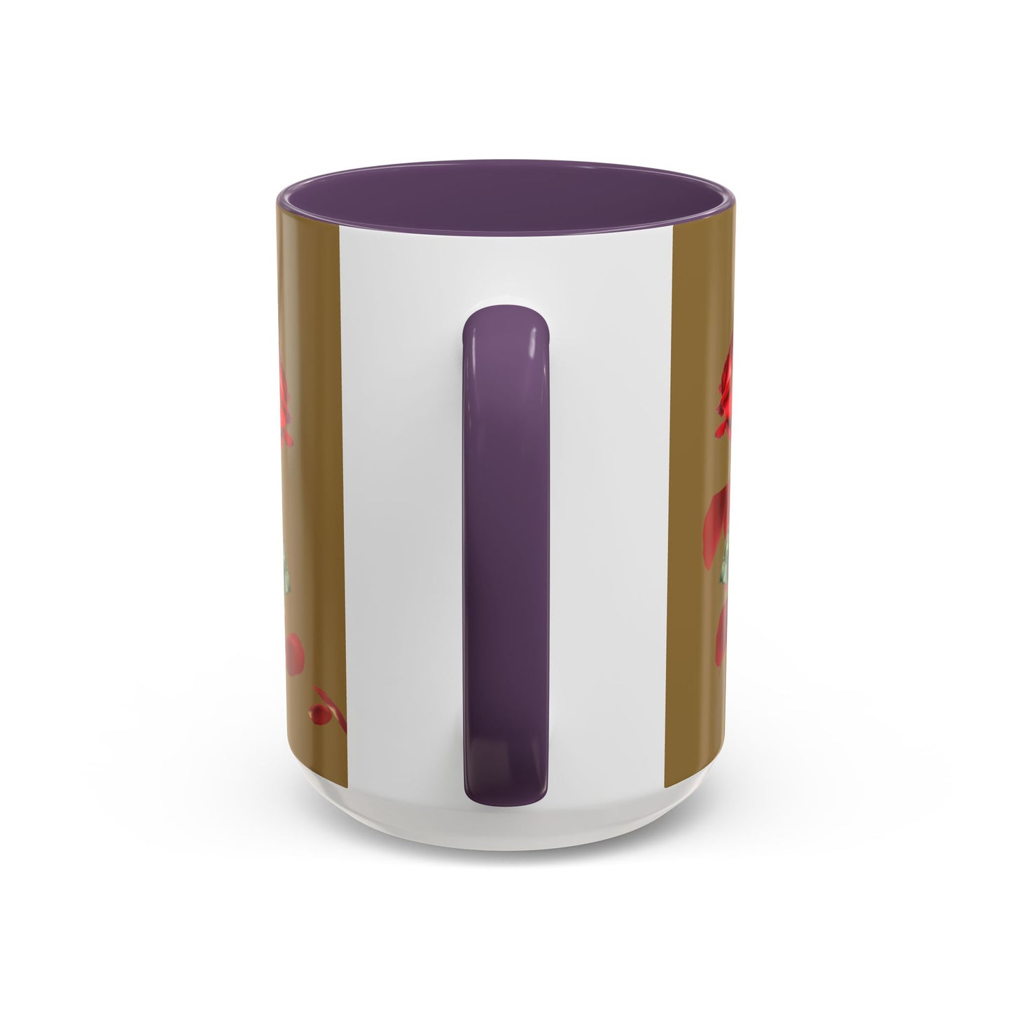 Red Rose Petals Coffee Mug  Accent Black Handle Interior,