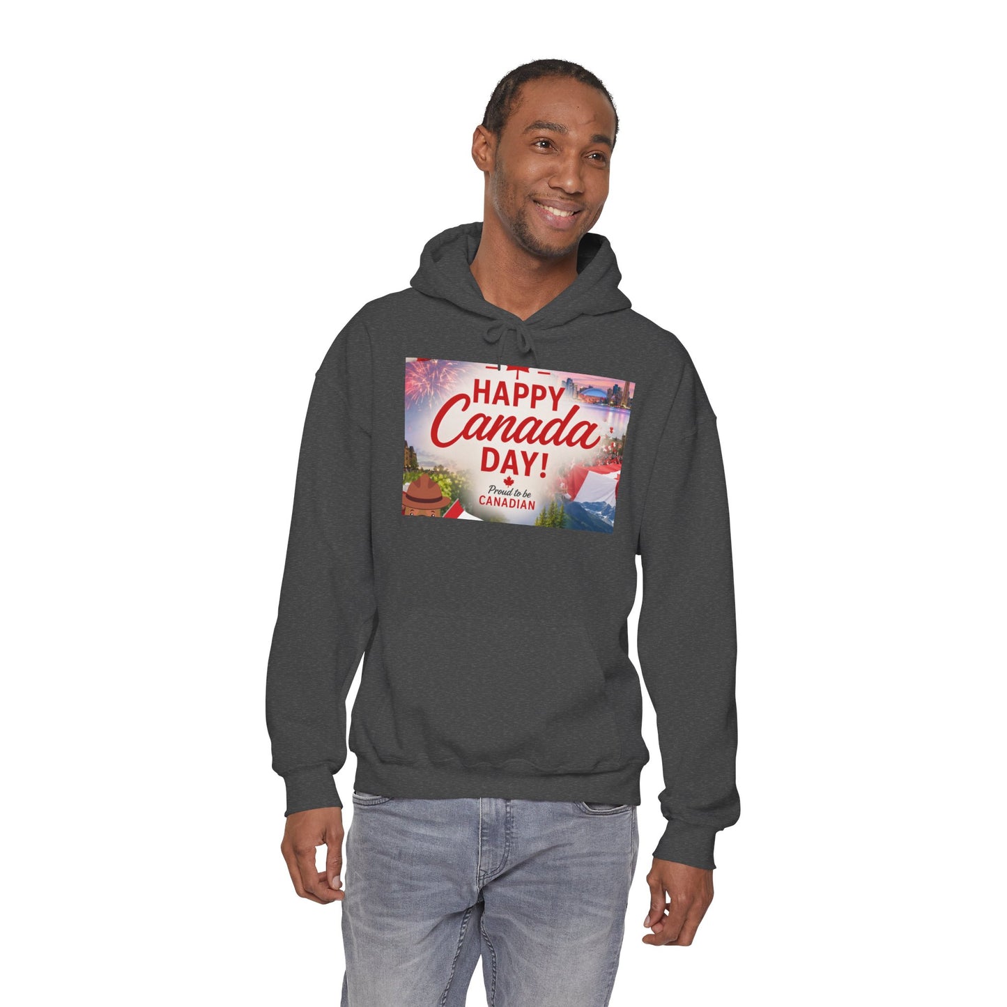 Canada Day Hoodie — "Happy Canada Day! Proud Canadian" Celebration Sweatshirt