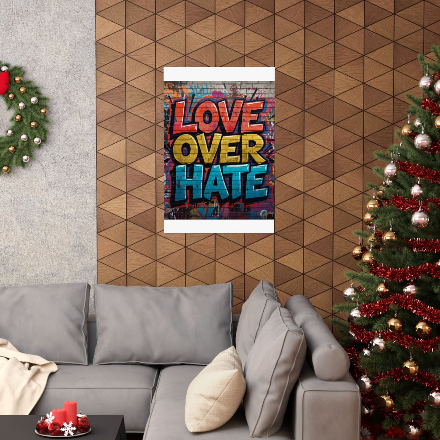 Love Over Hate Matte Poster — Bold Graffiti Street Art Wall Print
