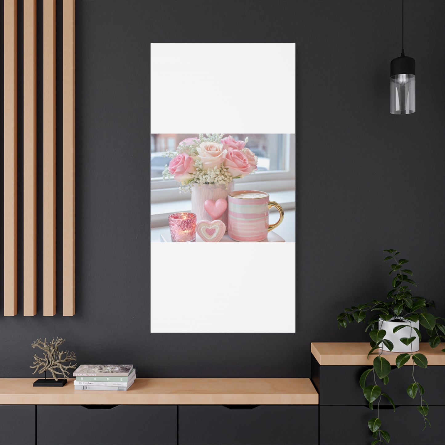 Pink Rose Bouquet with Mug Canvas