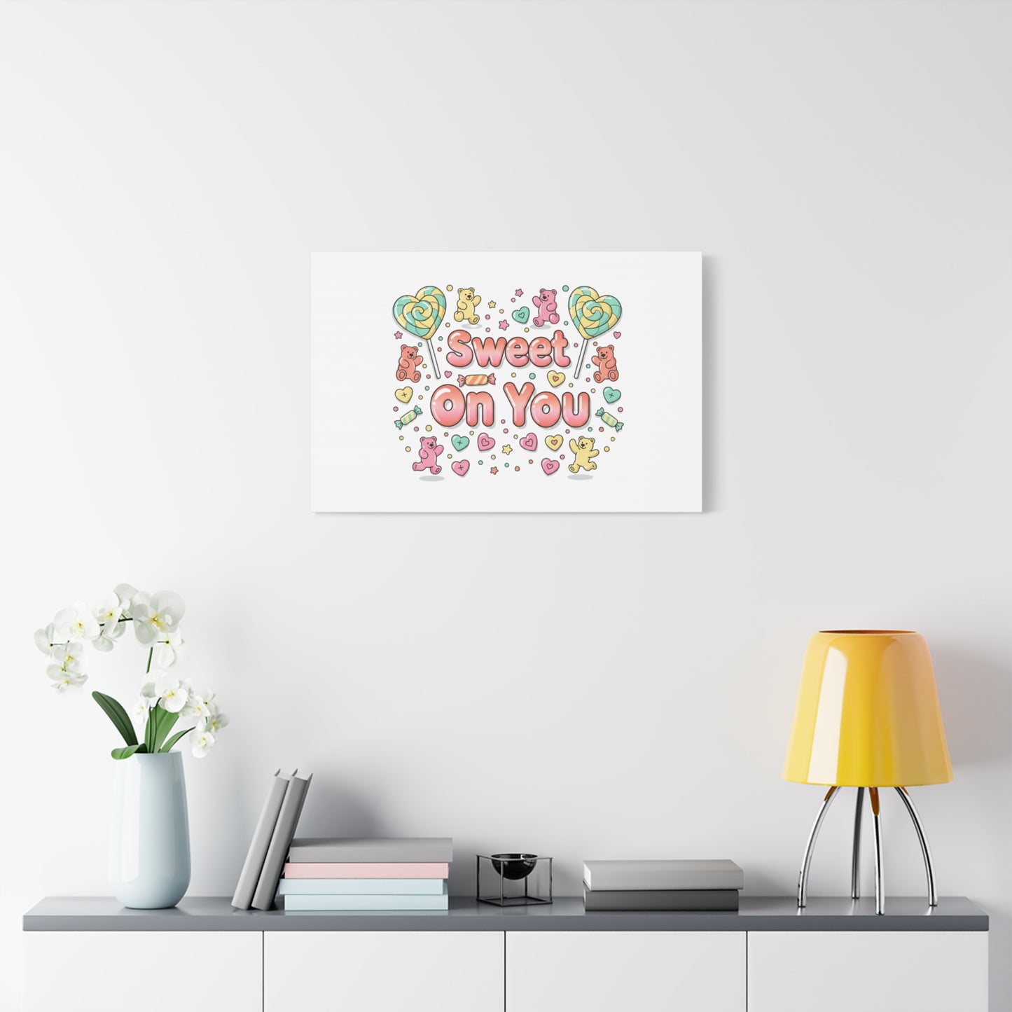 Sweet On You Canvas | Valentine Candycore heart candy pattern, pastel snackcore art