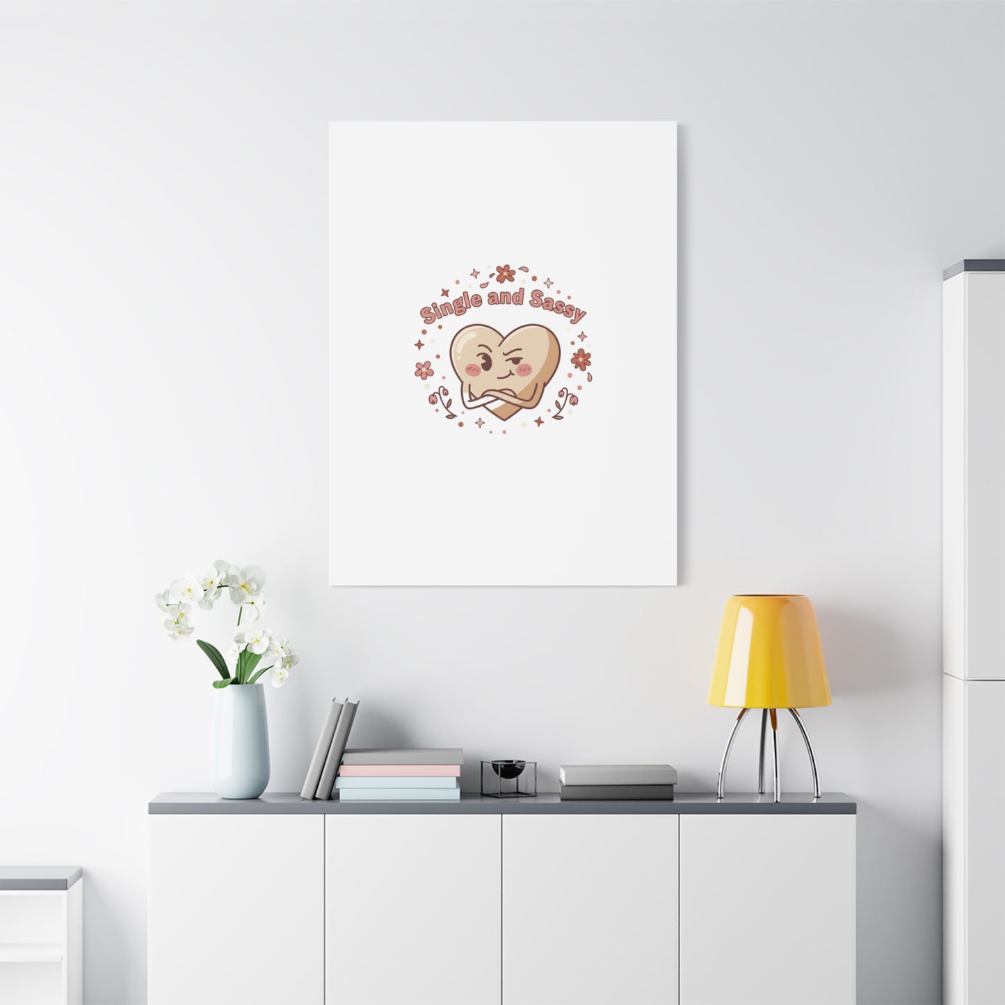 Single and Sassy Heart Canvas | Anti‑Valentine, Pastel Cynic Wall Art