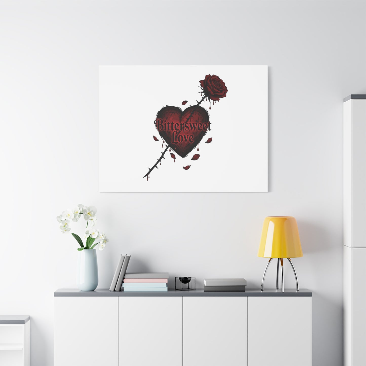 Bittersweet Love heart & thorn rose Canvas | Goth Valentine, Dark Romance Art Print