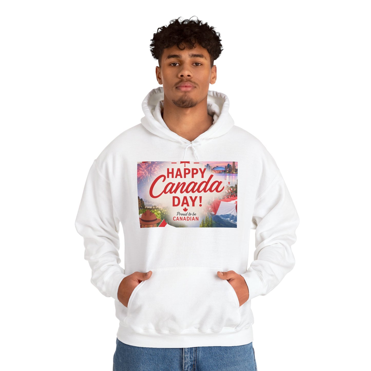 Canada Day Hoodie — "Happy Canada Day! Proud Canadian" Celebration Sweatshirt