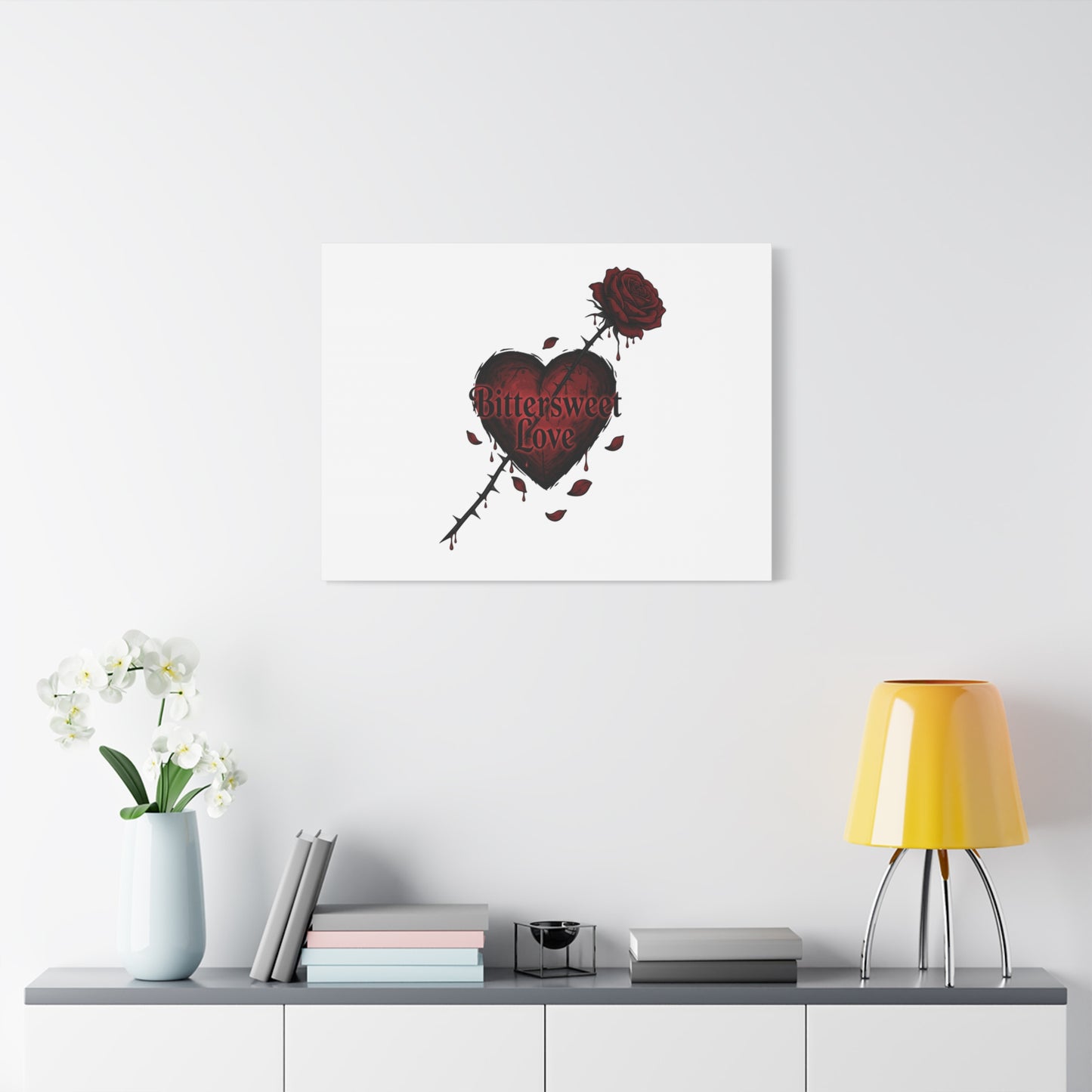 Bittersweet Love heart & thorn rose Canvas | Goth Valentine, Dark Romance Art Print