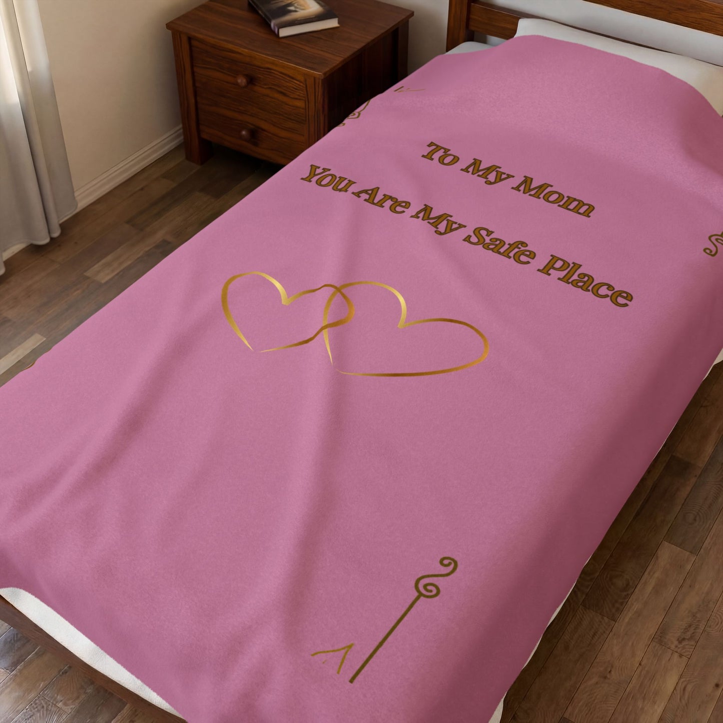 To My Mom Velveteen Blanket – “You Are My Safe Place” Plush Throw for Mother's Day & Comfort