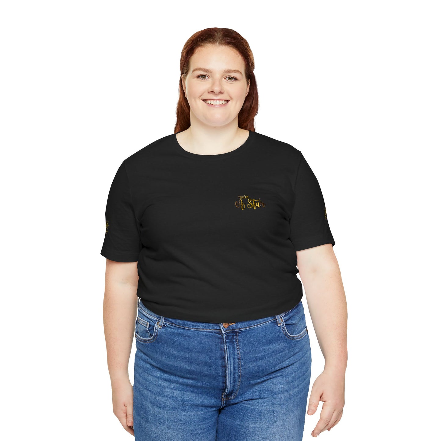 White Bee Graphic Tee — Small Chest & Sleeve Floral Bee Design