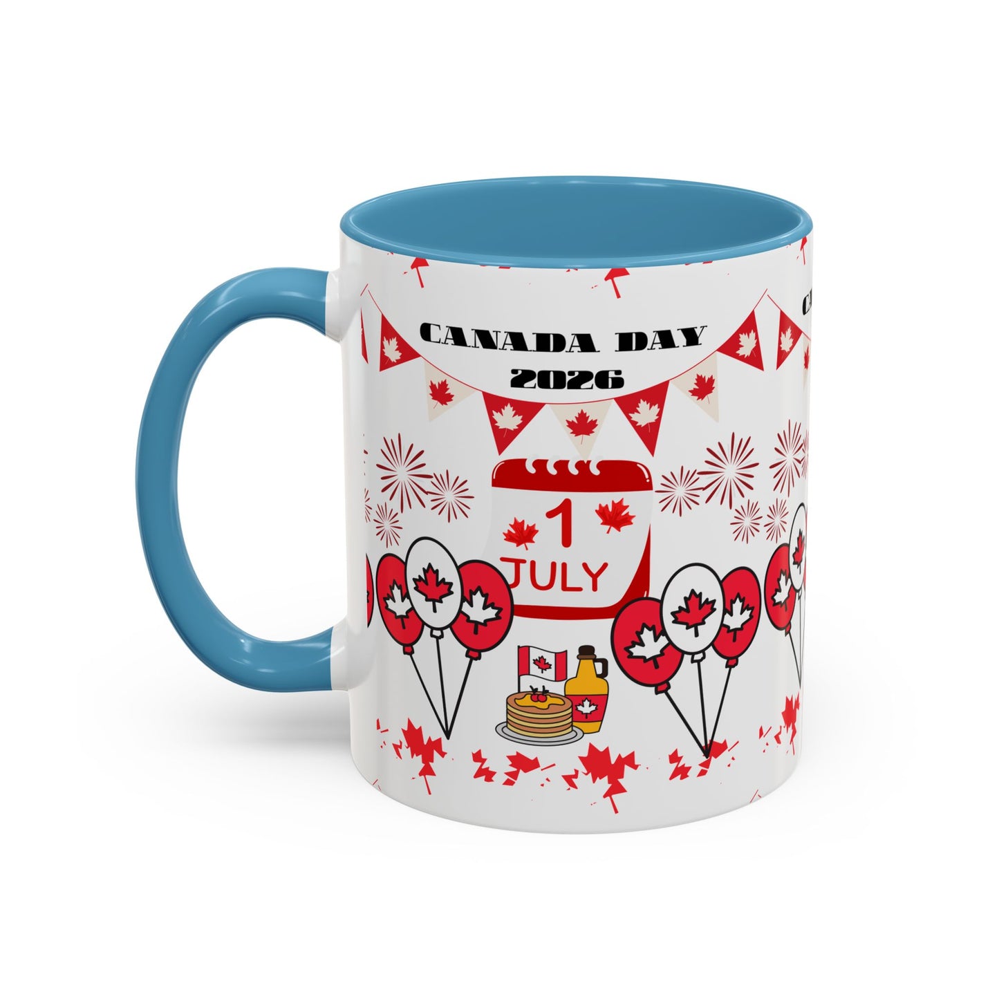 Canada Day Coffee Mug - 1 July 2026 Red Maple Balloon Accent Mug