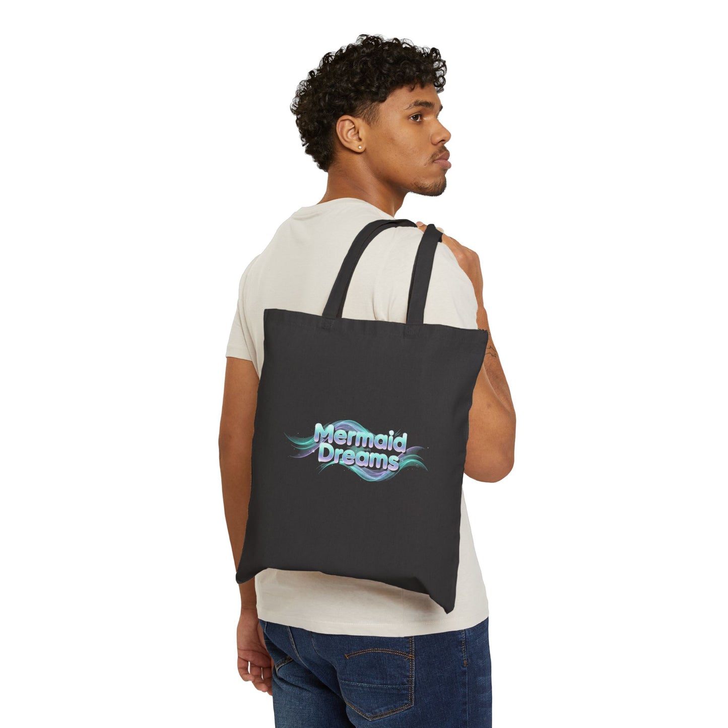 Mermaid Dreams Tote | iridescent text, pearly word accent