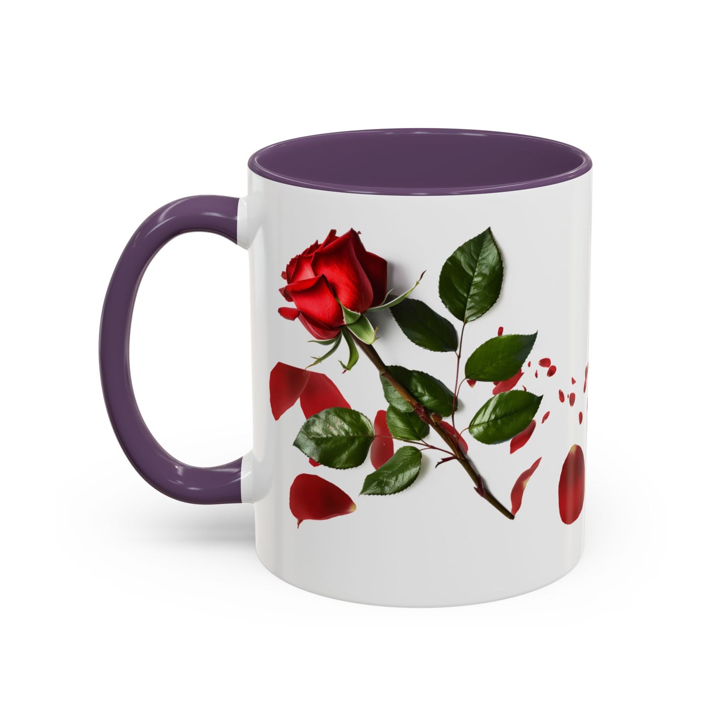 Red Rose Petals Accent Coffee Mug | 11oz 15oz