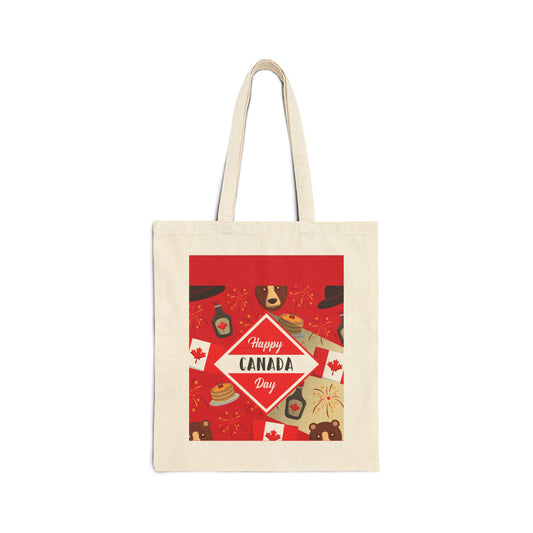 Canada Day Cotton Tote Bag — Happy Canada Day Patriotic Maple Leaf Design