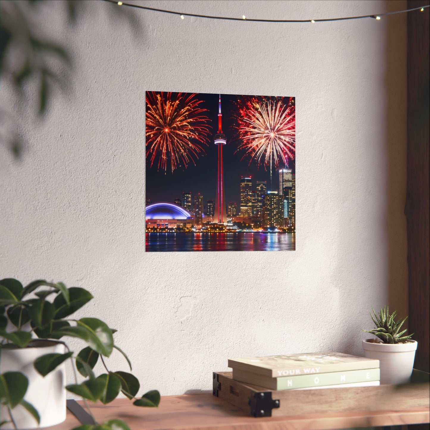 CN Tower Fireworks Matte Vertical Poster — Toronto Skyline Night Celebration Wall Art