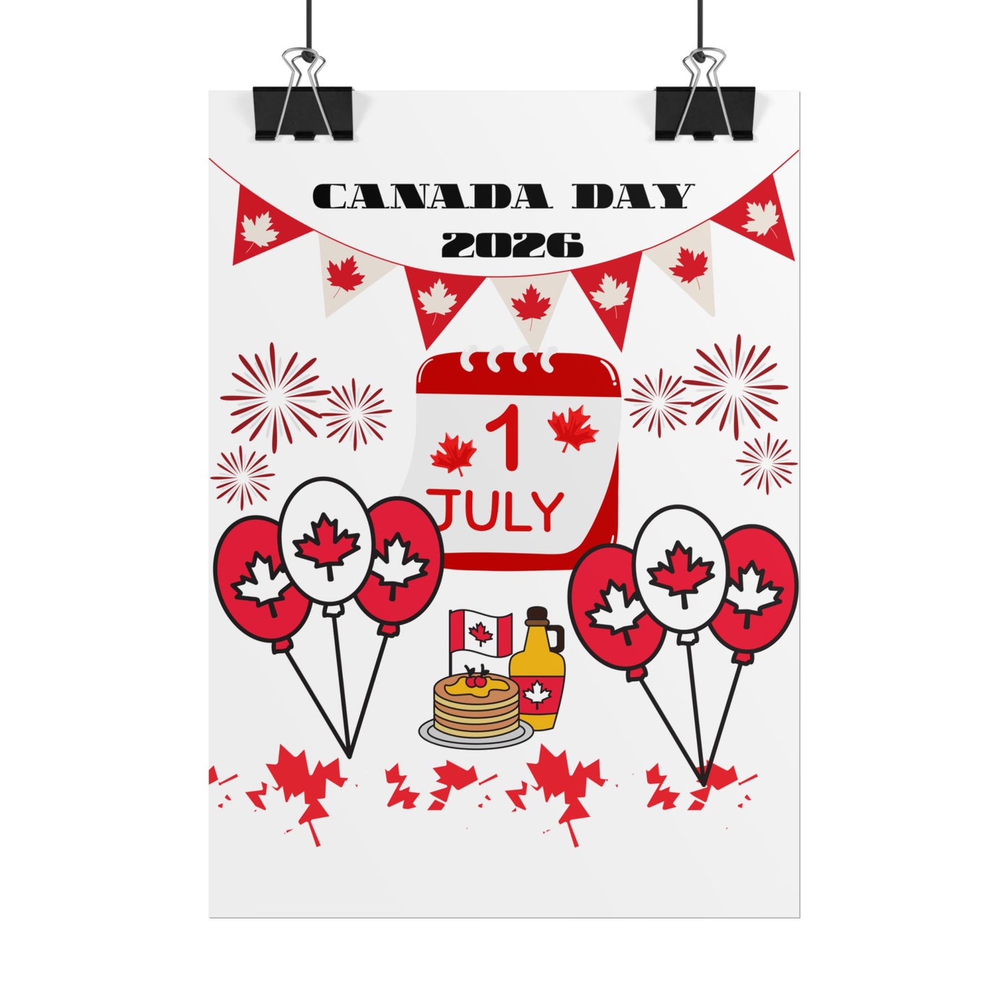 Canada Day 1 July Poster – Red Maple Leaf Celebration Print