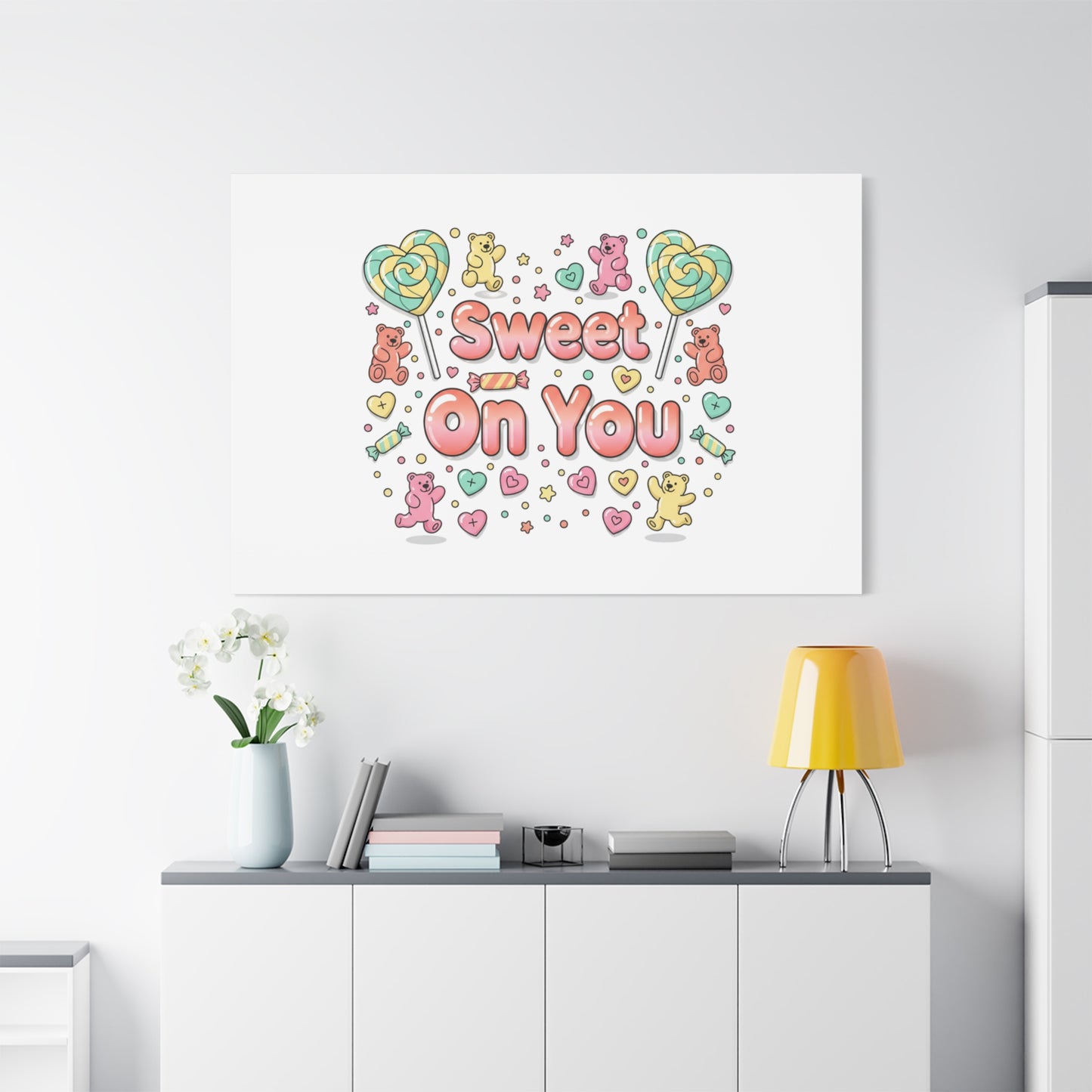 Sweet On You Canvas | Valentine Candycore heart candy pattern, pastel snackcore art